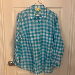 2X Micheal Kors Aqua & White Checkered Top